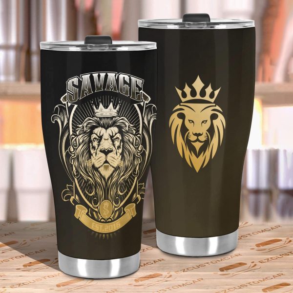 savage lion car tumbler cup custom lion car accessories wkuqw