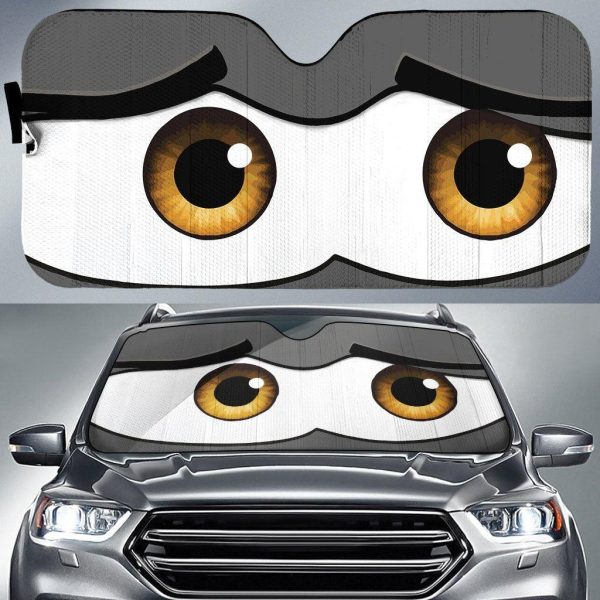 Scared Eyes Cartoon Funny Car Windshield Sun Shade