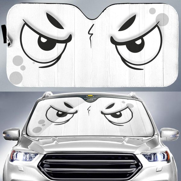 seething cartoon eyes car windshield sun shade oeowt