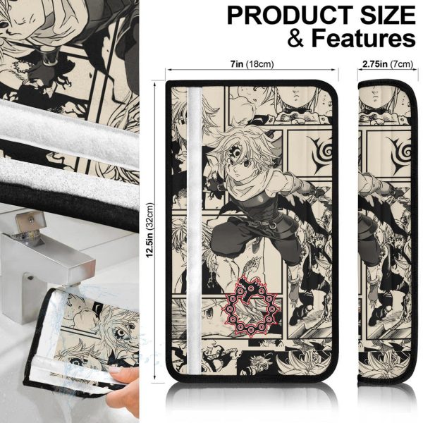 seven deadly sins car accessories anime seat belt covers meliodas mix manga nlm32
