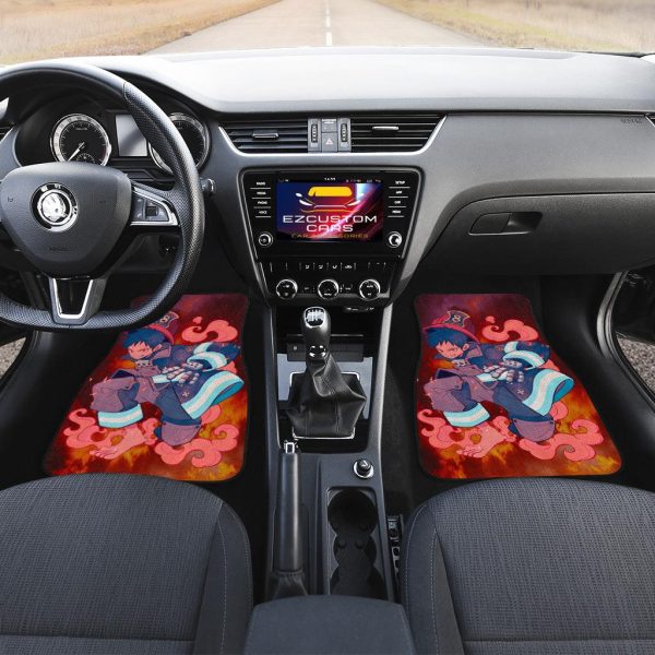 shinra car floor mats custom fire force art anime car accessories yzaui