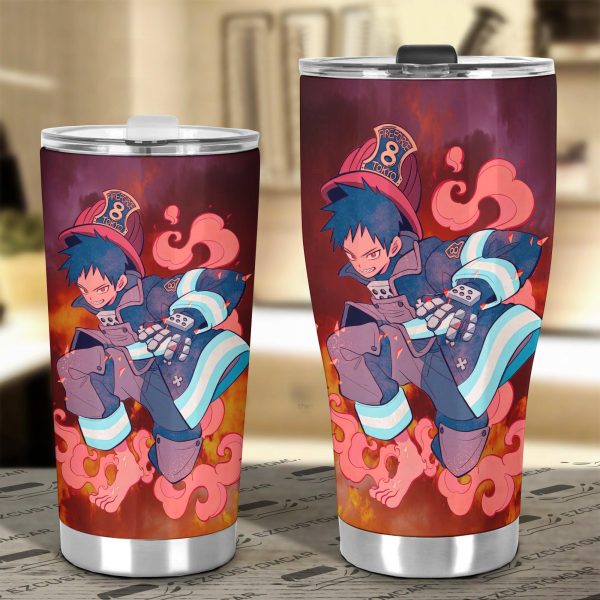 shinra car tumbler cup custom fire force art anime car accessories 50naf