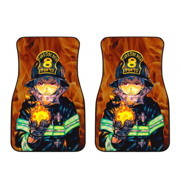 shinra kusakabe car floor mats custom fire force art anime car accessories itvun