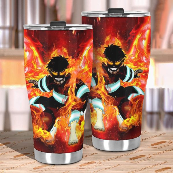 shinra kusakabe car tumbler cup custom fire force 100 anime car accessories bez06