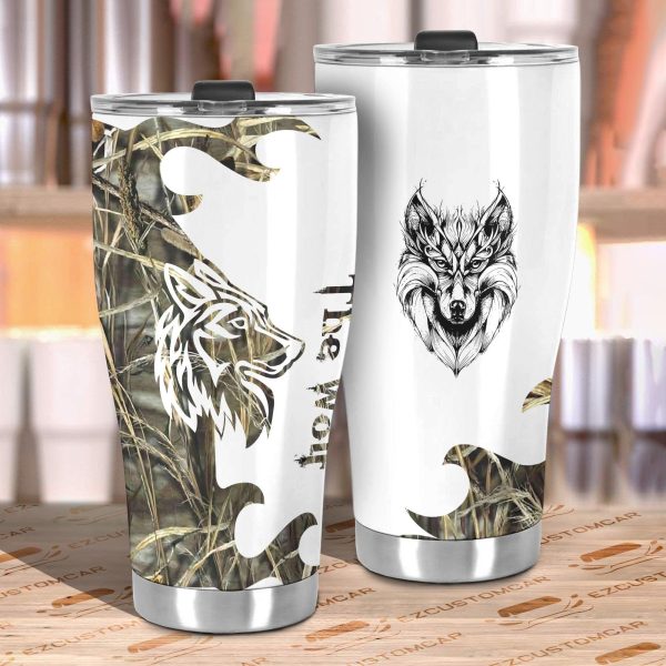 silver wolf car tumbler cup custom animal car accessories t7i4c