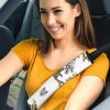 Silver Wolf Seat Belt Covers Custom Animal Car Accessories