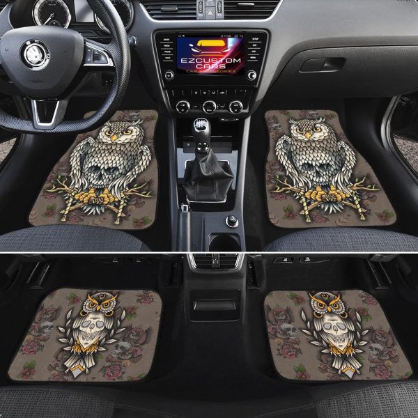 skull and owl car floor mats custom owl car accessories zcwkg