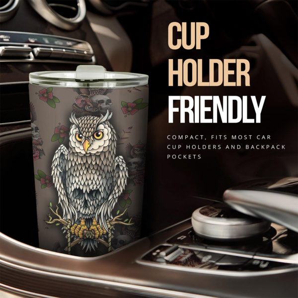 Skull and Owl Car Tumbler Cup Custom Owl Car Accessories