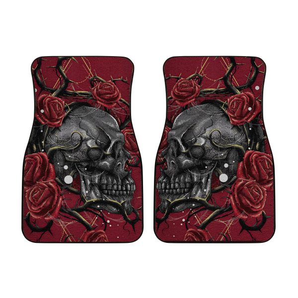 skull and red roses car floor mats hs0ah