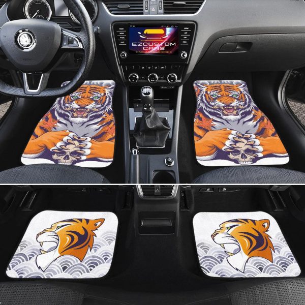 skull x tiger car floor mats custom tiger car accessories tungi