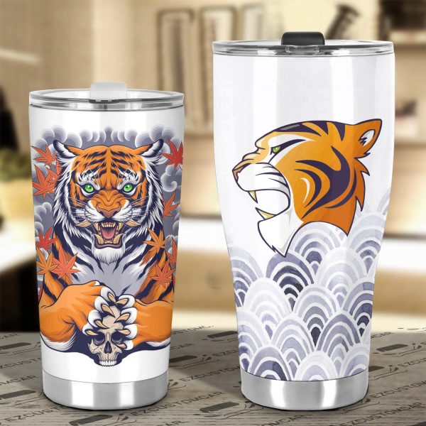 skull x tiger car tumbler cup custom tiger car accessories vwvly