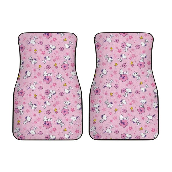 Snoopy Pink Pattern Car Floor Mats Custom Peanuts Movies