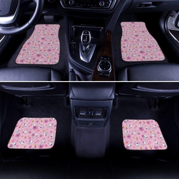 snoopy pink pattern car floor mats custom peanuts movies cveuh