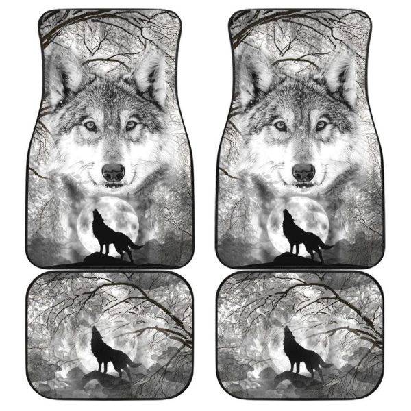 Howling Wolf Car Floor Mats Custom Animal Car Accessories