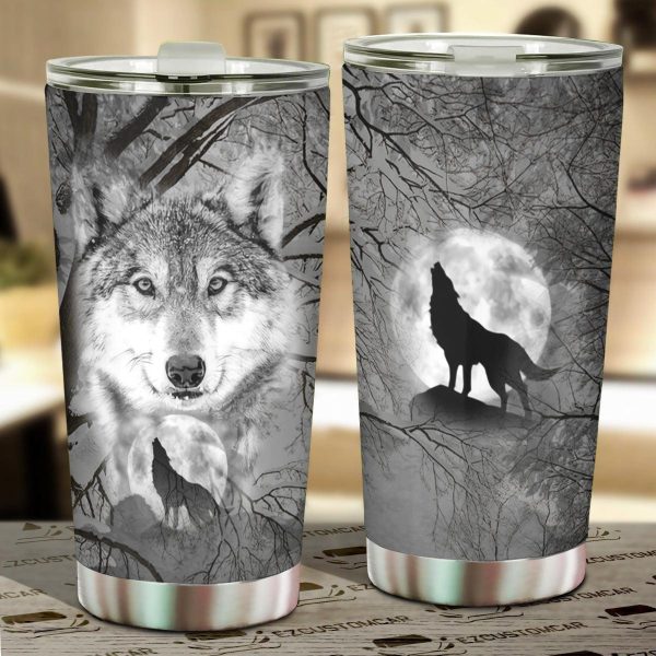 Wolf Native American Car Tumbler Cup Custom Animal Car Accessories