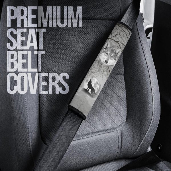 snow wolves seat belt covers custom animal car accessories q8ae7