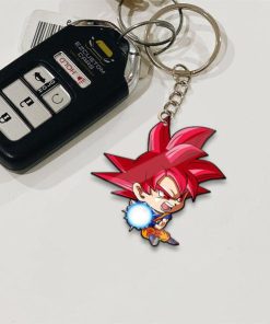 Son Goku Super Saiyan God Keychains Custom Dragon Ball Anime Car Accessories