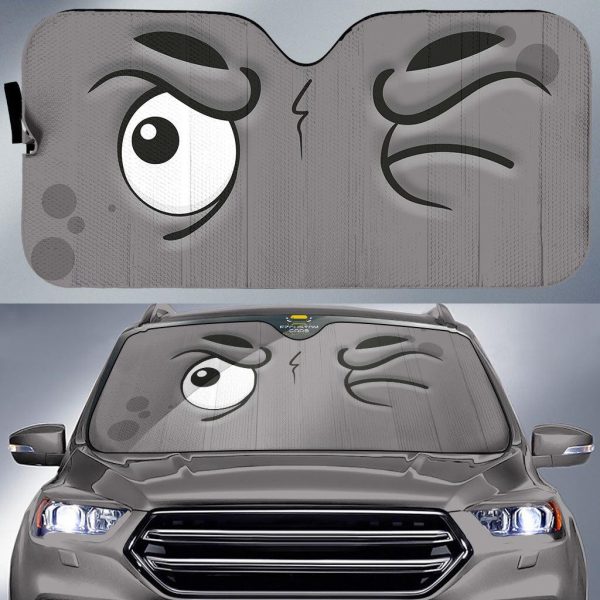 squint cartoon eyes car windshield sunshade 9yivd