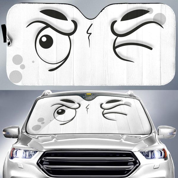squint cartoon eyes car windshield sunshade fczyg