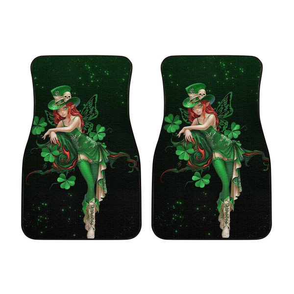 st patricks lucky skull shamrock car floor mats hde1d