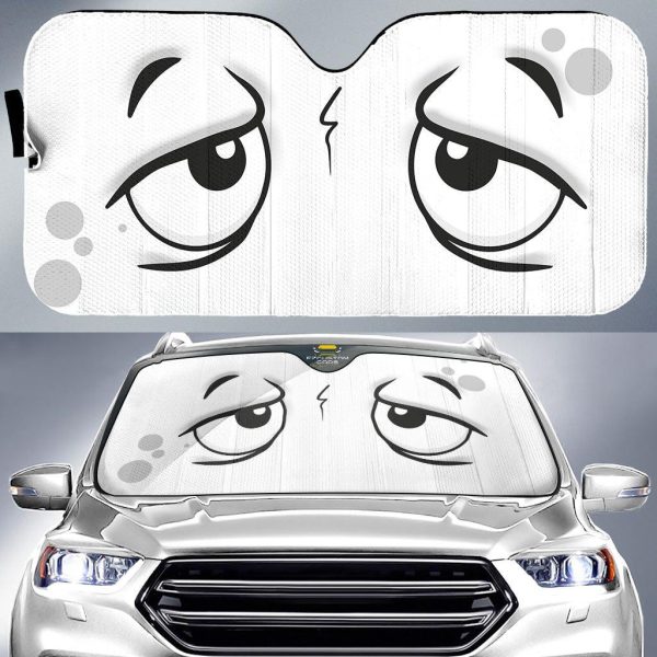 Stressed Cartoon Eyes Car Windshield Sun Shade