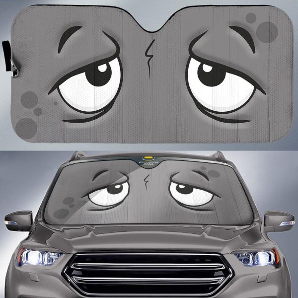 Stressed Cartoon Eyes Car Windshield Sun Shade