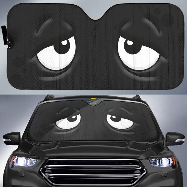 stressed cartoon eyes car windshield sun shade omxhi