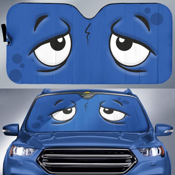 stressed cartoon eyes car windshield sun shade xn04j