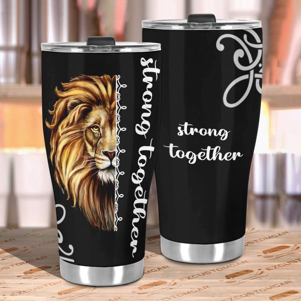 strong together lion car tumbler cup custom lion car accessories 76orp