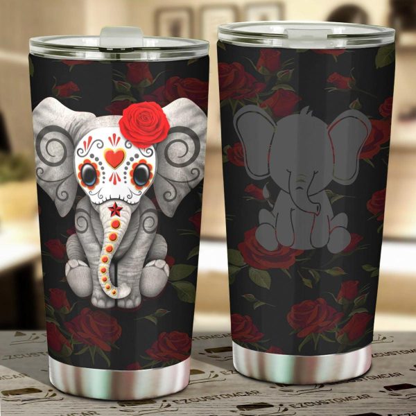 Flower Elephant Car Tumbler Cup Custom Elephant Car Accessories