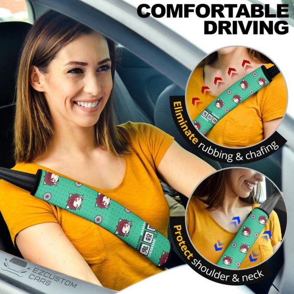 Tanjiro Demon Slayer Seat Belt Covers Custom Anime Car Accessories
