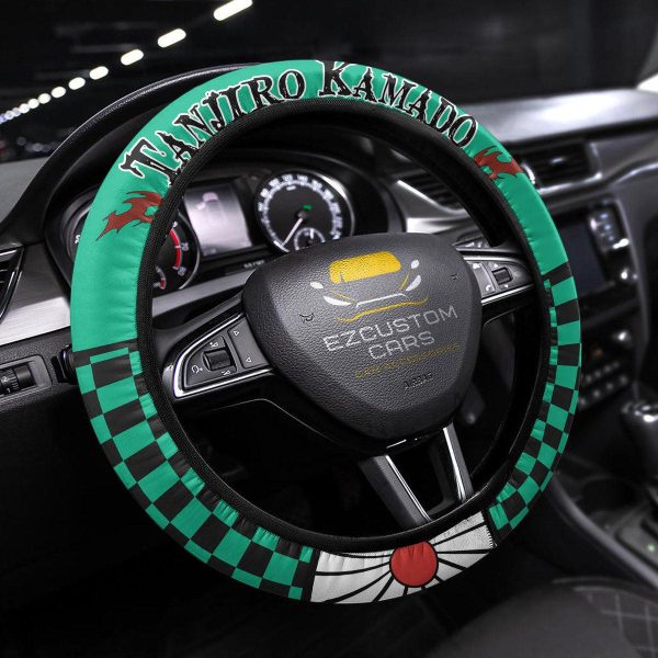 Tanjiro Kamado Anime Steering Wheel Cover Demon Slayers Anime Car Accessories