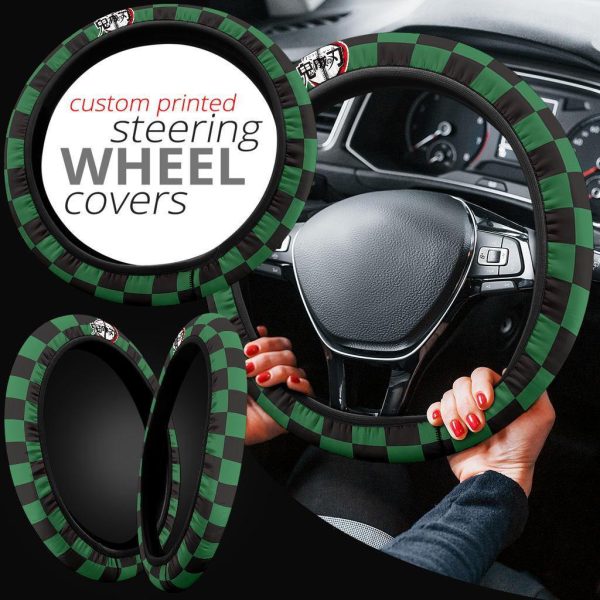 tanjiro kamado anime steering wheel cover demon slayers anime car accessories vox1o