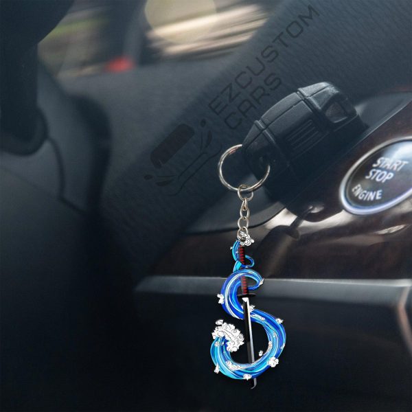 tanjiro sword water breathing car accessories custom anime demon slayer swords keychains geudm