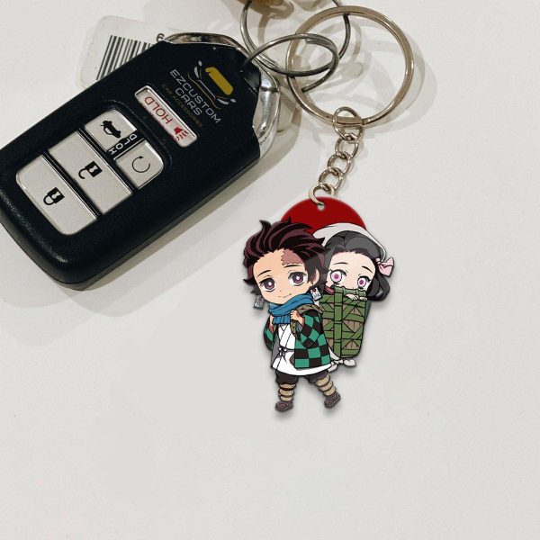 Tanjiro x Nezuko Keychains Demon Slayer Anime Custom Car Accessories