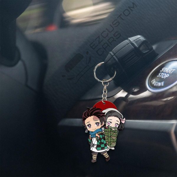 tanjiro x nezuko keychains demon slayer anime custom car accessories lmw4v