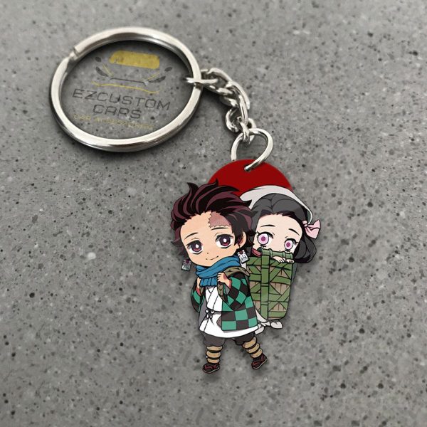Tanjiro x Nezuko Keychains Demon Slayer Anime Custom Car Accessories Tanjiro x Nezuko Keychains Demon Slayer Anime Custom Car Accessories