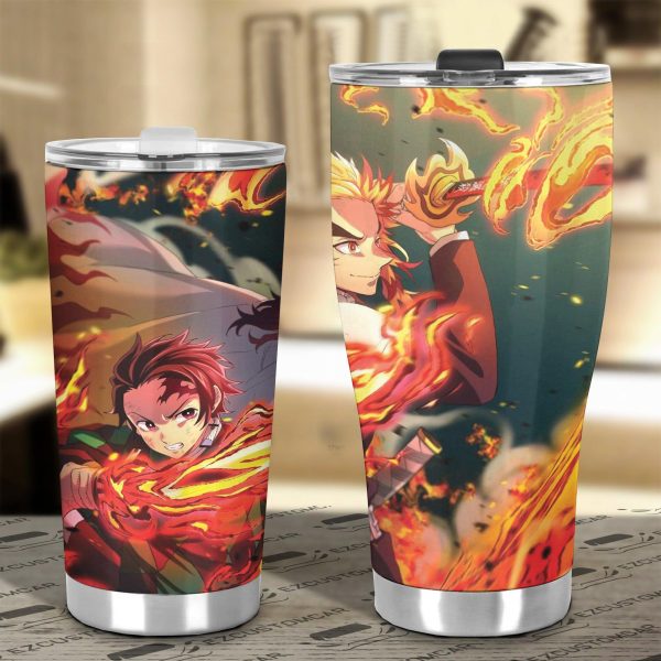 tanjiro x rengoku car tumbler cup custom demon slayer anime car accessories ypdzv