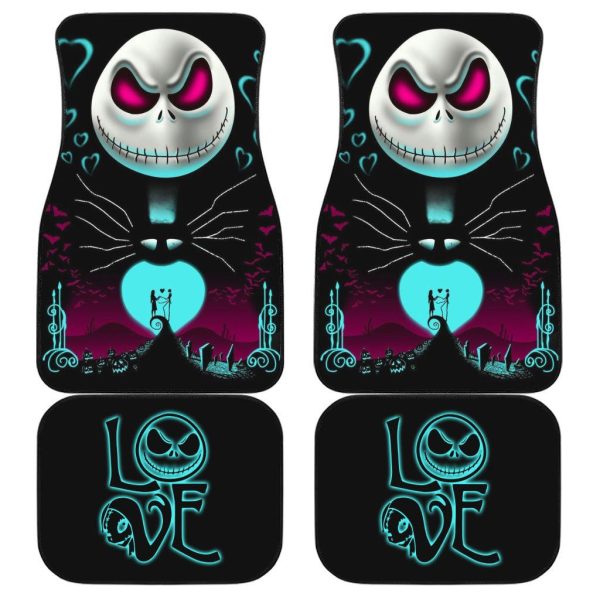 The Nightmare Before Christmas Car Accessories Halloween Car Floor Mats Love Jack Skellington