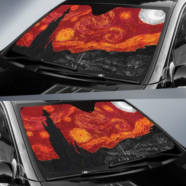 The Starry Night Red Car Sun Shade