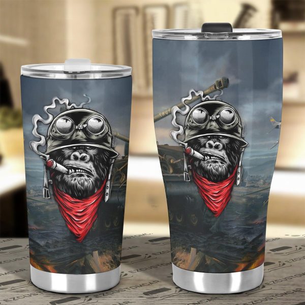 the war monkey car tumbler cup custom animal car accessories 3cccm