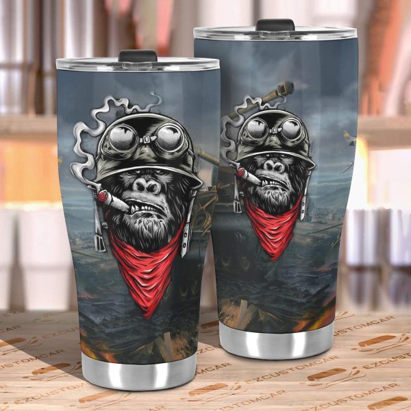 the war monkey car tumbler cup custom animal car accessories zfxdw