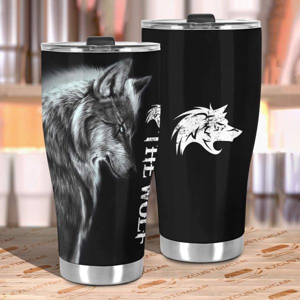 the wolf car tumbler cup custom animal car accessories kpdod
