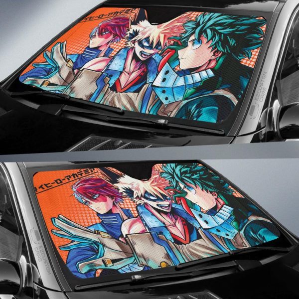 Todoroki Shouto x Midoriya Izuku x Bakugo Katsuki Car Sun Shade Custom My Hero Academia Anime Car Accessories