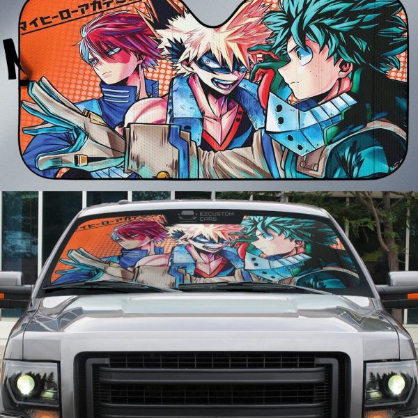 Todoroki Shouto x Midoriya Izuku x Bakugo Katsuki Car Sun Shade Custom My Hero Academia Anime Car Accessories