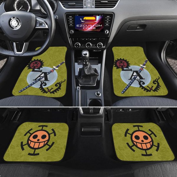 trafalgar d law car floor mats custom one piece law flag car accessories uhlhl