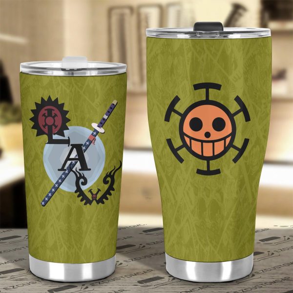 trafalgar d law stainless steel tumbler custom one piece law flag car accessories ewsht