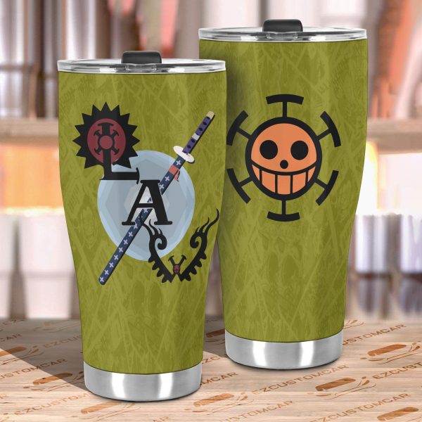 trafalgar d law stainless steel tumbler custom one piece law flag car accessories mecac