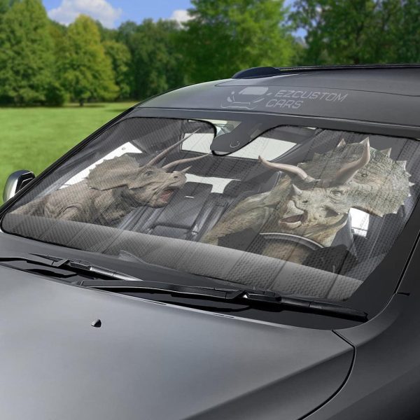 triceratops dinosaur funny car sun shade b44cf