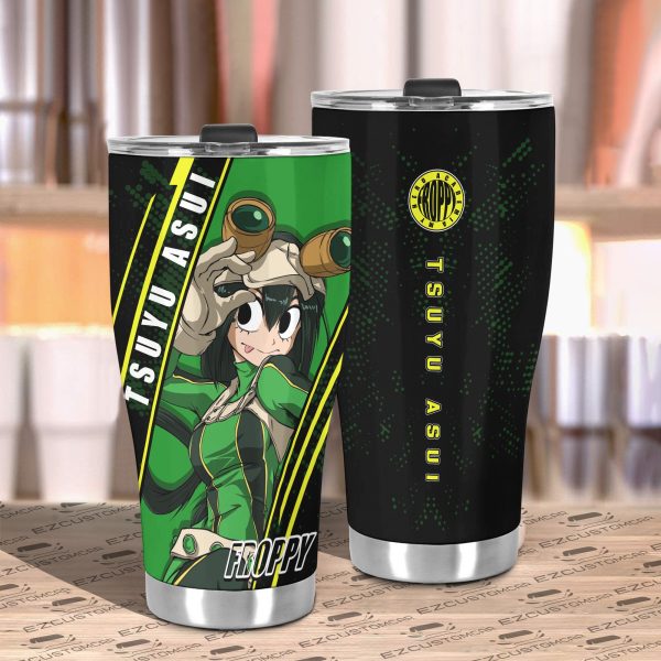 tsuyu asui travel mug gift idea for my hero academia fans k56lk